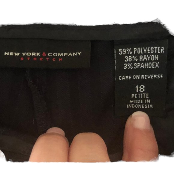 New York & Company Stretch Navy and Gold Striped Petite Dress Pants - Picture 6 of 7